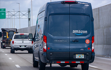 Amazon Truck On The Highway In Nevada